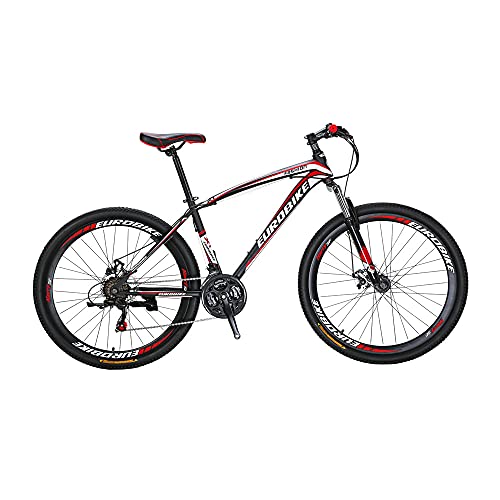 SD X1 Adult Mountain Bike 18 Inches Steel Frame 27.5 Inch Double Alloy Muti Spoke Wheel with Disc Brake 21S Gears System MTB Bicycle BlackRed