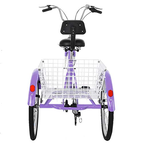 Tricycle for Adults 24 Inch Trike - 3 Wheel Bikes for Adults, 7 Speed Three Wheel Bikes for Adults with Large Basket, Weight 56.7 LB, 330LB Load, Fit Adults/Seniors/Elderly Riders 5.25' to 5.9' Tall