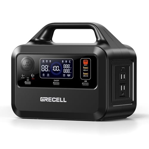 GRECELL Portable Power Station 300W, 230Wh LiFePO4 Battery Backup/ 1.5 Hour Fast Charging, With 60W USB-C PD Output, Solar Generator for Home Outage RV/Van Road Trip Camping