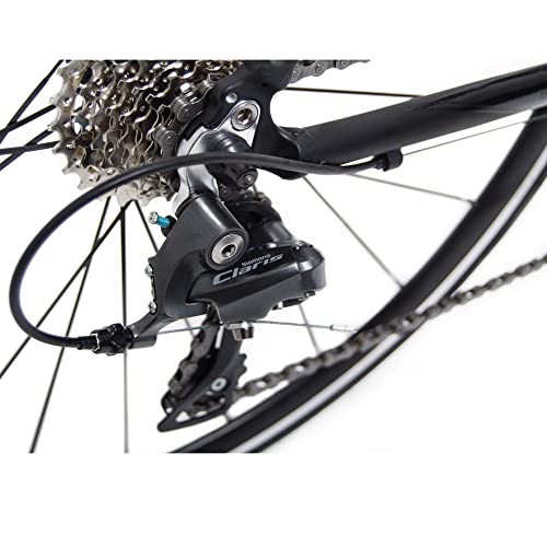 Tommaso Forcella Endurance Aluminum Road Bike, Carbon Fork, Shimano Claris R2000, 24 Speeds, Aero Wheels - Matte Black - Small