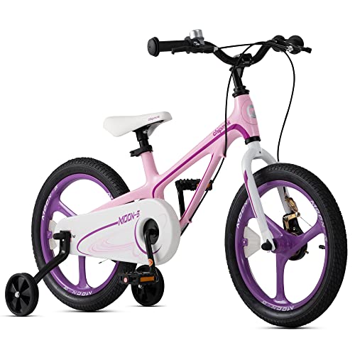 Royalbaby Moon 5 Kids Bike 14 Inch Childrens Bicycle with 2 Handle Brake Training Wheels for Boys Girls Pink
