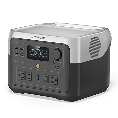EF ECOFLOW Portable Power Station RIVER 2 Max, 512Wh LiFePO4 Battery/ 1 Hour Fast Charging, Up To 1000W Output Solar Generator (Solar Panel Optional) for Outdoor Camping/RVs/Home Use Black