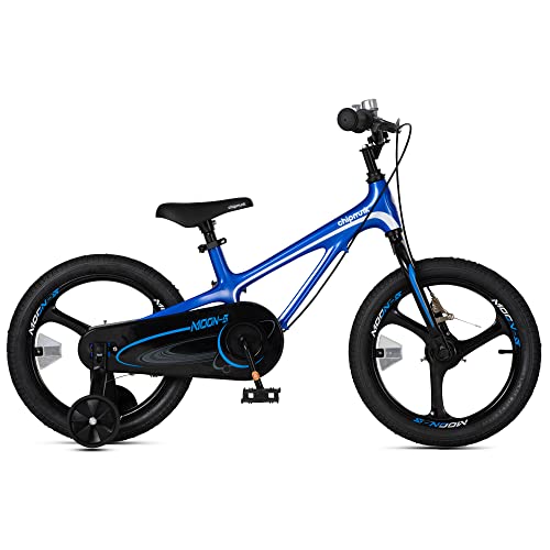 Royalbaby Moon 5 Kids Bike 18 Inch Childrens Bicycle with 2 Handle Brake Training Wheels for Boys Girls Blue