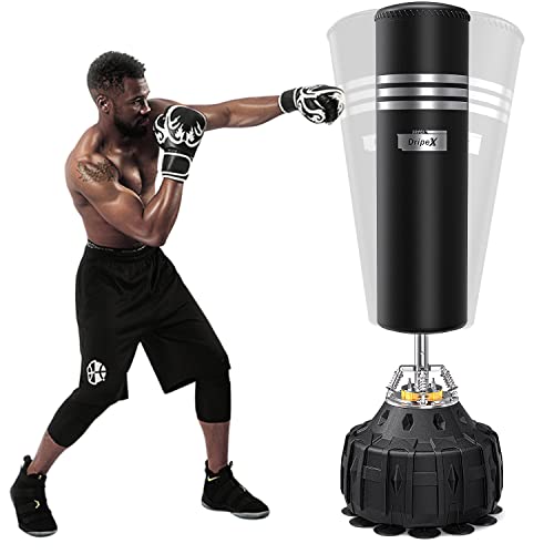 Dripex Freestanding Punching Bag with Stand 70''-182lbs Heavy Boxing Bag with Suction Cup Base for Adult Youth Kids - Men Stand Kickboxing Bag for Home Office