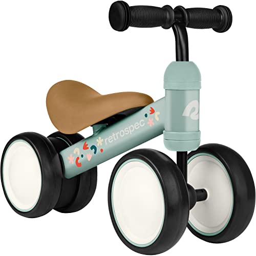 Retrospec Cricket Baby Walker Balance Bike with 4 Wheels for Ages 12-24 Months - Toddler Bicycle Toy for 1 Year Old’s - Ride On Toys for Boys and Girls - One Size,Matcha Bloom