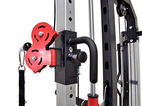 MiM USA Full Gym Set of Functional Trainer Smith Machine Power Cage & Adjustable Weight Bench W/Leg Extension All in One Gym Machine Total Body Training System Strength Master 1001