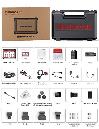Thinktool Pad8 Professional Bi-Directional Diagnostic Scan Tool, Wireless All System Reader for Vehicles with 34 Reset Service, ECU Coding, Key Programming, ABS Bleed, Oil Reset