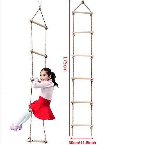 MelkTemn Climbing Rope Ladder Tree Swing Set for Backyard with 5 Wood Sticks , Swings Ladder for Kids Outdoor Toys for Kids