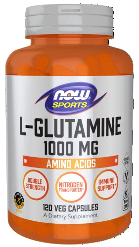 NOW Sports Nutrition, L-Glutamine, Double Strength 1,000 mg, Amino Acid, 120 Veg Capsules,White
