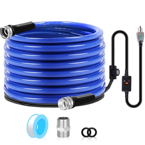 75FT Heated Water Hose for Rv, (5/8" ID) Hose Water Heater with Energy Saving Thermostat to Keep Water Running in Down to -45℉, Lead and BPA Free， Designed for RV/Camper/Home/Garden
