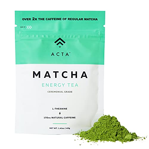 ACTA Matcha Energy Tea 40g, High Caffeine (170mg) Blend for Increased Focus & Clarity, Perfect Coffee Alternative Made with Ceremonial Grade Matcha Green Tea Powder from Japan