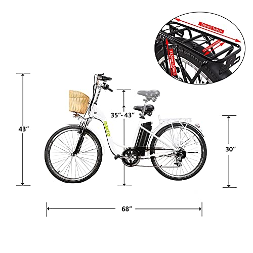 NAKTO 26" 250W Electric Bicycle, Shimano 6 Speed Gear EBike Brushless Gear Motor with Removable 36V10A Lithium Battery