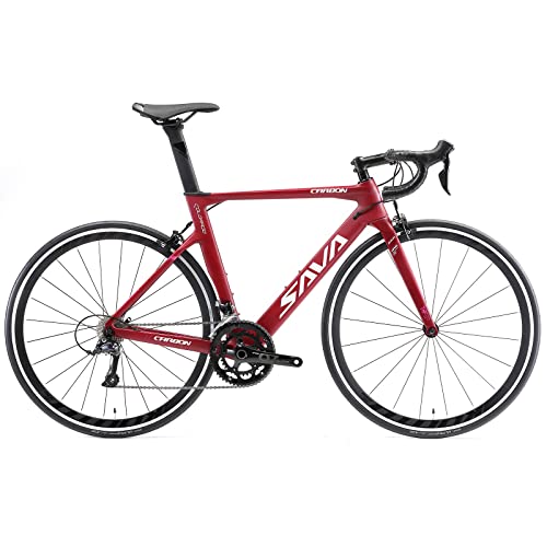 SAVADECK Carbon Road Bike, Warwinds3.0 700C Carbon Fiber Racing Bicycle with SORA 18 Speed Derailleur System and Double V Brake,Pink 51cm