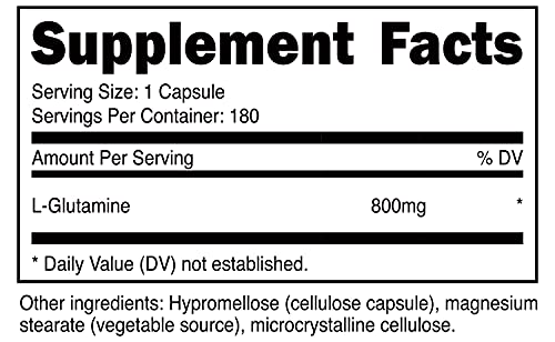 Nutricost L-Glutamine 800mg, 180 Capsules (2 Bottles)