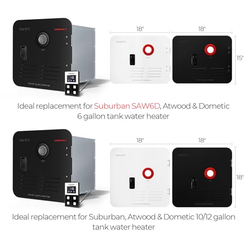 FOGATTI RV Tankless Water Heater, 2.2 GPM, Gen 2, 12V with Black Door and Remote Controller, 42,000 BTU, InstaShower 6, Optimized Summer Comfort Performance, Ideal for RVers' Family Use