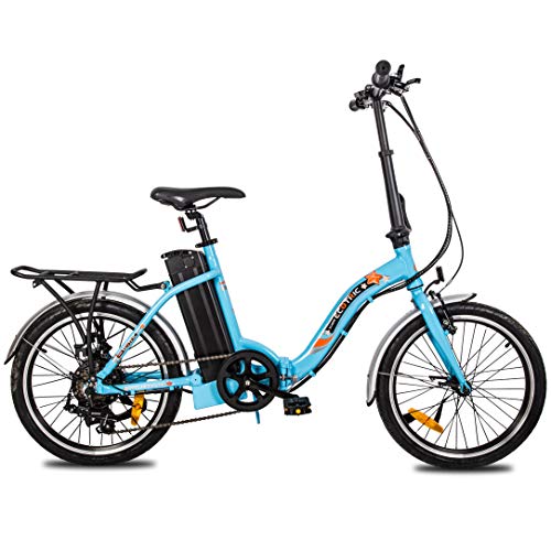 ECOTRIC 20" Folding Electric Bicycle City Bike Ebike Alloy Frame Powerful 350W Gear Rear Motor 36V/10AH Removable Lithium Battery Pedal and Throttle Assist LED Display (Blue) - UL Certified