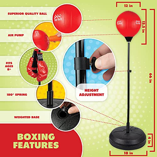 Sportsvelt Punching Bag with Stand & Boxing Gloves – Free Standing Punching Ball Reflex Bag for Adults & Teens with Adjustable Height - Speed Bag for MMA Training, Home Gym, Boxing, Fitness,