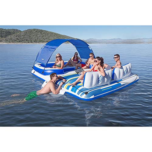 Bestway Hydro-Force Tropical Breeze Extra Large 6-Person Adult Water Inflatable Party Island Float Lake Float, 12' x 9" x 9"