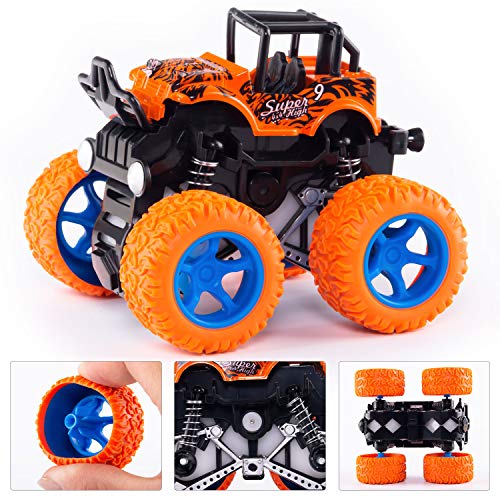 taessv Monster Truck Toys - Friction Powered Toy Cars Push and Go Vehicles for Kids Best Christmas Birthday Party Gift for Boys Girls Aged 3 and Above 4-Pack