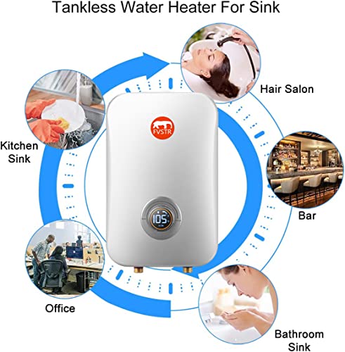 Electric Tankless Water Heater, FVSTR 7.5W on Demand Instant Hot Water Heater 240V, Self-Modulation Point of Use Hot Water Heater Whole House FVSTR TK07 White