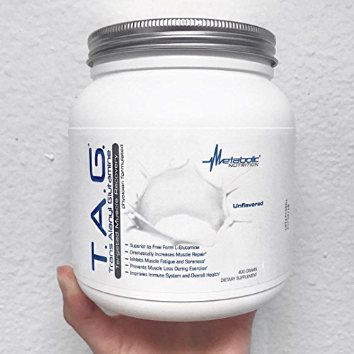 Metabolic Nutrition, TAG, Trans Alanyl Glutamine, 100% L-Glutamine Peptide Powder, Pre Intra Post Workout Supplement, 400 Grams (40 Servings) (Unflavored)