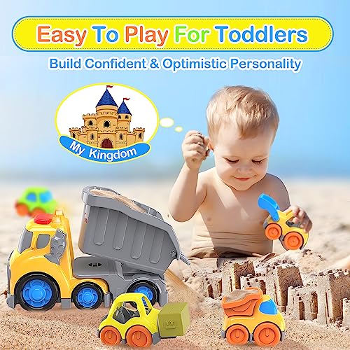 Toddler Trucks Toys for 2 3 4 5 6 Year Old Boys, 5 PCs Dump Truck Toy with Lights & Sounds Effects for Toddlers 1-3, Trucks Toys Set for Kids Boys & Girls Age 3-6 Christmas Birthday Gifts