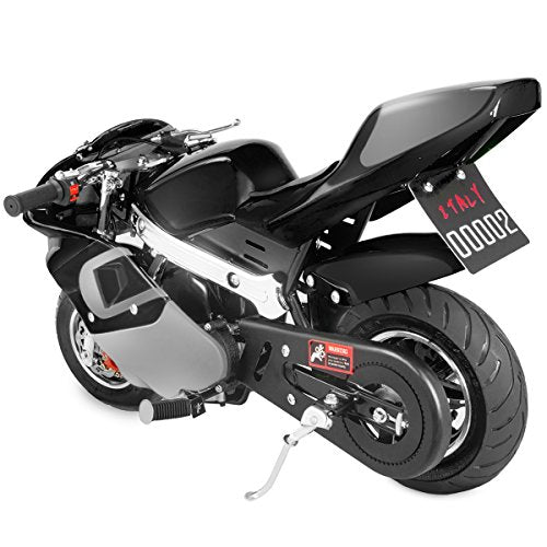 XtremepowerUS 40CC Mini Gas Pocket Bike Motorcycle EPA 4-Stroke Engine Handlebar Grip Padded Seat (Black)