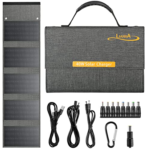 Liarba 40W Professional Solar Panel Charger,Foldable ,Portable Solar Panel with USB QC3.0/DC Port for Compatible with Power Station,Cell Phone, Outdoor Camping Van Rv Trip