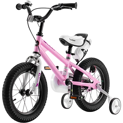 RoyalBaby Kids Bike Boys Girls Freestyle BMX Bicycle with Training Wheels Gifts for Children Bikes 14 Inch Pink