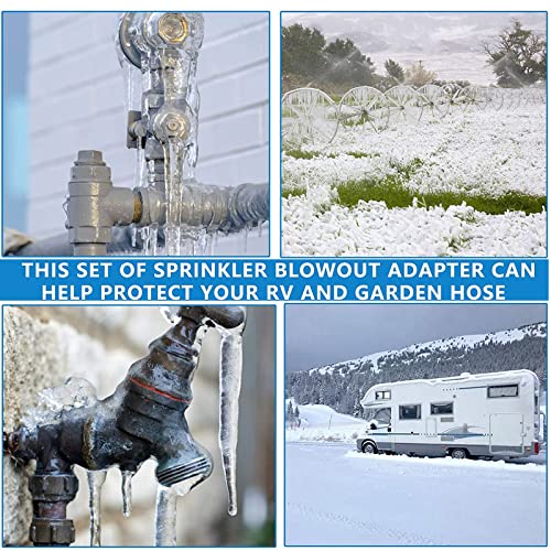 RV Winterizing Kit Sprinkler Blowout Adapter, Antifreeze Sprinkler System Air Compressor Kit Male & Female Quick Connect Blow Out Fitting Plug, Winterize RV Motorhome Boat Camper Travel Trailer
