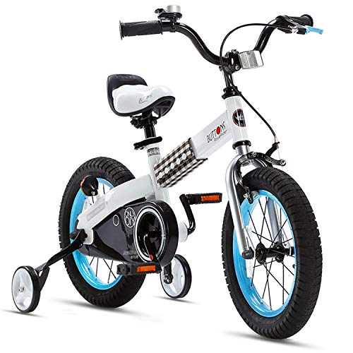 RoyalBaby Boys Girls Kids Bike 12 Inch Buttons Bicycles with Training Wheels Child Bicycle Blue