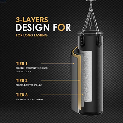 Punching Bag Set for Adults with Gloves, Heavy Punching Bags Hanging, Boxing Fitness Workout Training Kick - Unfilled