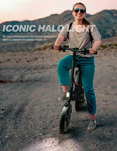 Electric Bike, Wooken 12'' Folding Electric Bike, Ebike for Adults with 350W Motor and 36V 6Ah Lithium-Ion Battery, 15.5MPH 15.5Miles Electric Bicycle, Rear Disc Brake, LCD Display