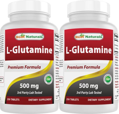 Best Naturals L-Glutamine 500mg, 250 Tablets (250 Count (Pack of 2))