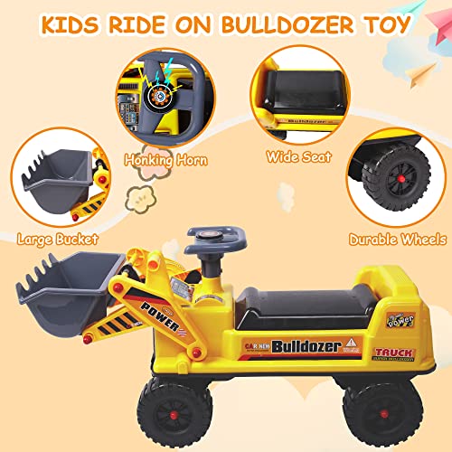 COLOR TREE Ride-On Bulldozer Truck Toy Tractor Construction Vehicle for Kids Boys