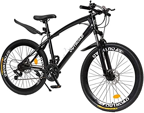 Max4out Fat Tire Mountain Bike and Normal Tire Mountain Bike 21 Speed, with High Carbon Steel Frame, Double Disc Brake and Front Suspension Anti-Slip Bikes with 26 inch Wheels (Normal tire-Black)