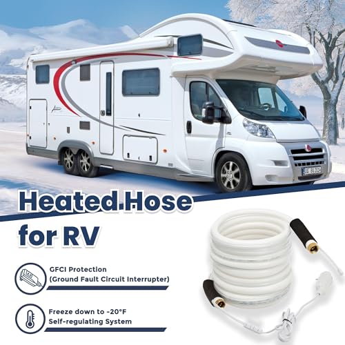 Giraffe Tools 25FT Heated RV Water Hose with GFCI, 5/8-Inches Lead and BPA Free Heated Hose Withstand Down to -20℉