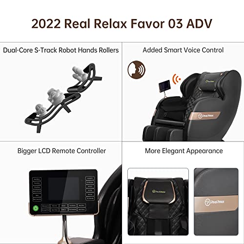 Real Relax 2022 Massage Chair of Dual-core S Track Recliner with Smart Voice Controller Zero Gravity, Black