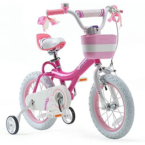 Royalbaby Girls Bike Bunny 16 Inch Girl's Bicycle With Training Wheels Kickstand Basket Child's Girl's Bike Fuchsia, RB16G-4BF
