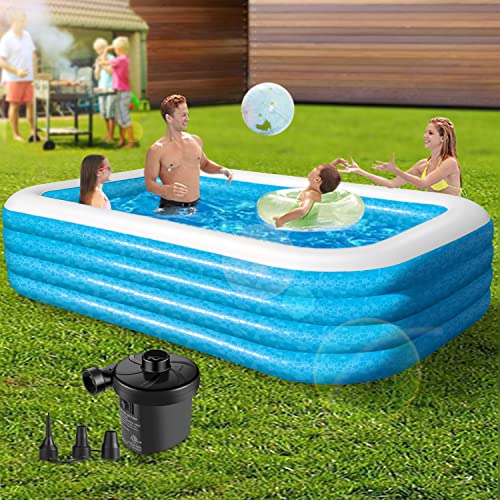 Swimming Pool for Kids and Adults - 120x72x22in Kiddie Pool with Pump,Piscinas Para Adultos,Blow up pool,Inflatable Pool,Kids Pools for Backyard,Toddlers,Family,Outdoor,Garden