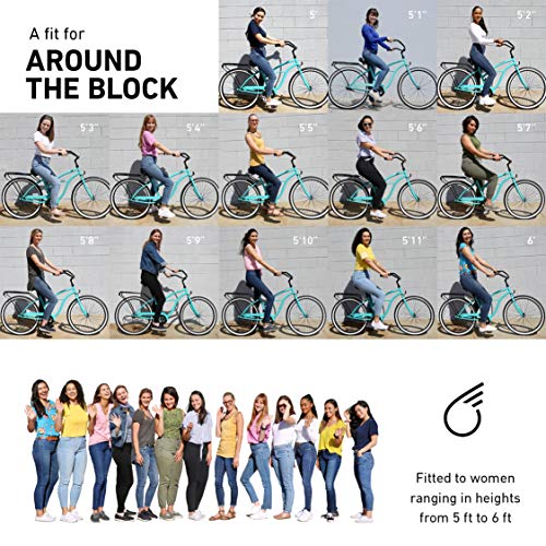 sixthreezero Around The Block Women's Beach Cruiser Bicycle, 3-Speed, 26" Wheels, Teal Blue