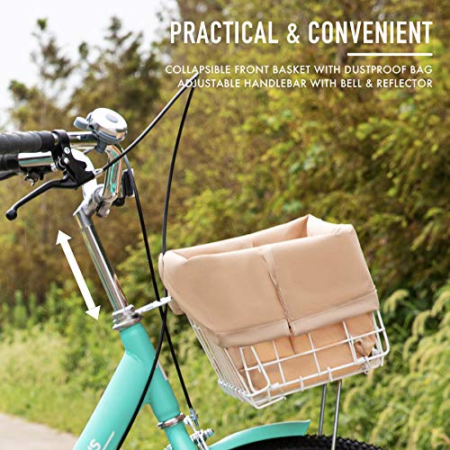 Viribus 24" or 26" Adult Tricycle with Removable Wheeled Basket, Single Speed Cargo Cruiser Trike Bike with Front Basket and Dustproof Bag, Three Wheel Bike for Shopping, Mens or Womens Tricycle