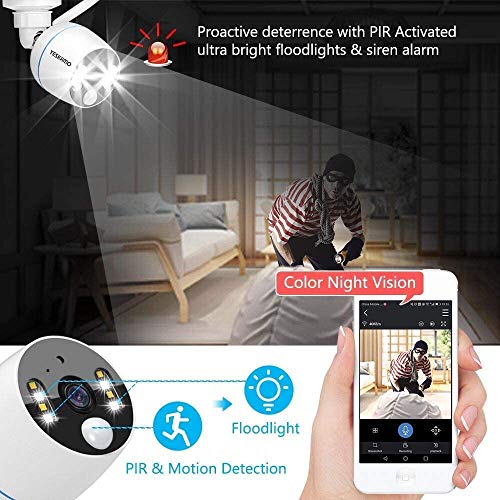 YESKAMO Long Range Wireless Outdoor Home Security Camera System with 16inch 5MP IPS Monitor 2TB Hard Drive Floodlight & Audio 3MP Spotlight IP Cameras 10CH WiFi Surveillance System 2 Way Audio