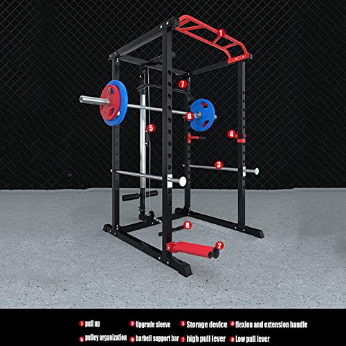 WANGYY Squat Rack Strength Training Equipment Home Sports Power Rack, Profession Multifunction Home Smith Machine Adjustable Power Racks Weightlifting (with Sleeve)