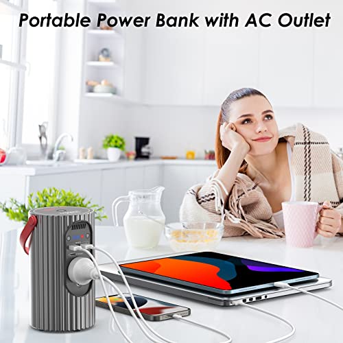 POWSTREAM 24000mAh Portable Power Bank with AC Outlet 120W Peak Portable Power Station with LED Flashlight, Fast Charging Laptop AC Power Bank Outlet for Home Backup Outdoor Emergency RV Van Hunting