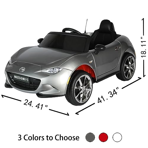 12V Kids Ride on Car Licensed MX-5 RF Kids Electric Vehicle Toy, Battery Powered Toy Electric Car w/Remote Control, MP3, Bluetooth, LED Light, Ride On Toy w/3 Speeds and Safety Belt, Red