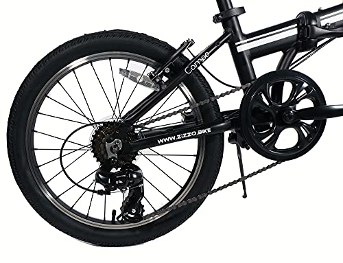 ZiZZO Campo 20 inch Folding Bike with 7-Speed, Adjustable Stem, Light Weight Aluminum Frame (Black)