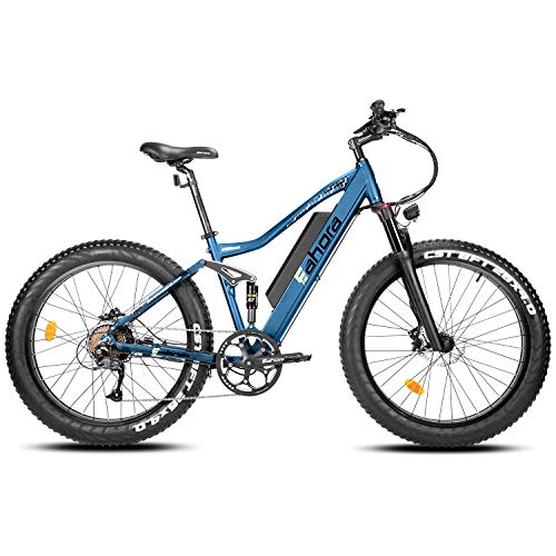 Eahora AM200 750W Ebike 26 Inch 4.0 Fat Tire 48V 14Ah Electric Mountain Bike Hydraulic Brakes,Full Air Suspension, Cruise Control, Electric Bikes for Adults with Removable Battery, E-PAS, 9-Speed