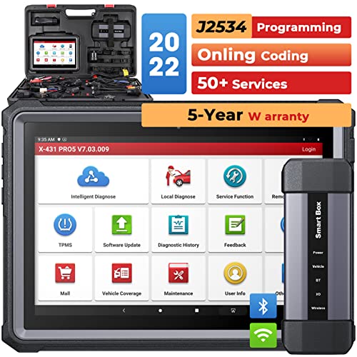 LAUNCH X431 PRO5 Scan Tool, J2534 Programming with SmartBox 3.0 CANFD/DOIP, 2022 Upgrade of X431 V+ PRO3 All Systems Diagnosis, 50+ Services, ECU Online Coding, Active Test, 2 Years Update