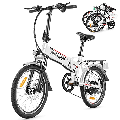 ANCHEER Folding Ebike AE4, 20'' Foldable Electric Bicycle with 36V 8Ah Removable Lithium-Ion Battery, Professional 7 Speed Gears